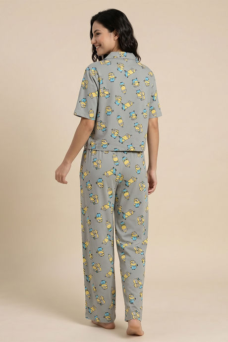 Zivame Minions Knit Cotton Loungewear Set - Ultimate Grey — image 4